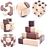 B&Julian ® 10 Knobelspiele Spielzeug 3D IQ Puzzle Holz Spiele Geschicklichkeitsspiel Denkspiel Holzpuzzle Spielsammlung für Kinder Erwachsene Ideen Adventskalender