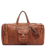 SID & VAIN Weekender LANDON aus Vintage Leder I Sporttasche groß für Herren und Damen I Reisetasche Kabinengröße braun handgefertigt