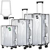 3 Stück Kofferhülle Kofferschutzhülle Transparente PVC Koffer Schutzhülle mit 3 Gepäckanhänger,Wasserdicht,staubdicht,kratzfest und wiederverwendbar für Hause Geschäftsreisen Reisen (20+24+28 Zoll)