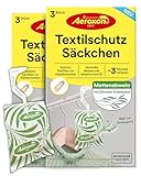 Aeroxon Textilschutzsäckchen – 2x3 Mottenschutz für Kleiderschrank, 3 Monate Schutz gegen Kleidermotten, Zitronen-Eukalyptus Duft