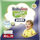 Babylino Sensitive Cotton Soft Windeln Größe 4, Pants Maxi (7-13 kg), 22 Stück