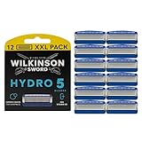 WILKINSON SWORD - Hydro 5 Rasierklingen für Männer | Feuchtigkeitsspendendes Gel und umklappbarer Trimmer |Rasierklingen 12er-Pack