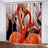 LucaSng Verdunkelungsvorhang Kinderzimmer Junge Flamingo Tier Liebe Vorhänge Kinderzimmer Junge Kinderzimmer Schlafzimmer Wohnzimmer Gardinen Vorhang 2Er Set 70x160 cm(B x H)