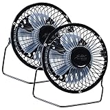 Sichler Haushaltsgeräte Minilüfter: 2er-Set Mini-Akku-Tischventilatoren, Vollmetall, 360° neigbar, Ø 10 cm (Ventilator Mini, Ventilator Büro, Batterie)