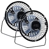 Sichler Haushaltsgeräte Ventilator leise: 2er-Set Mini-Akku-Tischventilatoren, Vollmetall, 360° neigbar, Ø 10 cm (Ventilator Mini, Ventilator Büro, Camping)