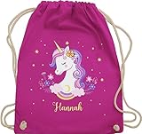 Turnbeutel Rucksack - Einhorn Unicorn - Unisize - Fuchsia - beutel kindergarten mädchen geschenkideen für schulanfang stoffbeutel name turnsackerl personalisierte geschenke kind einhorn-tasche und