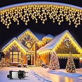 BLOFUN Lichterkette Außen 20M 720 LEDs, Eisregen Weihnachtsbeleuchtung IP65 Wasserdicht mit Timer & 8 Modi, Warmweiß für Weihnachtsbaum & Deko-Warmweiß