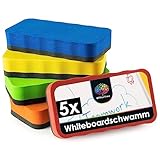 OfficeTree 5x Whiteboard Schwamm Magnetisch - 5 Farben - Whiteboard Reiniger entfernt Schrift und Zeichnungen - Schwamm für Whiteboard - Whiteboard Wischer - Tafelwischer - Magnetschwamm