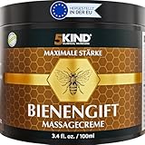 5Kind Bienengiftsalbe Maximum Strength 100ml - Bienengiftcreme - Bee Cream Natürlich Massage für Gelenke & Muskeln, Lendenwirbelsäule, Knie, Nacken, Schulter & Füße - Verantwortungsbewusst Gewonnen