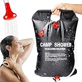 Punvot Solar Dusche Tasche, 20L Campingdusche Solardusche, Solar Heizung Camping Dusche Tasche mit Duschkopf & On-Off Switchable, Tragbare Solardusche für Camping Shower, Gartendusche, Outdoordusche