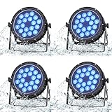 Nitehop 4PCS RGBW LED Par Scheinwerfer, 18 x 10W IP65 Wasserdicht LED Bühnenlicht mit DMX 4/8CH Stroboskop Disco Lichteffekte, Discolicht Partylicht für Outdoor Bühne Bar Club Hochzeit