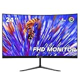 CRUA 24 Zoll Curved-Monitor FHD (1920×1080p) 2800R 75 Hz 95% sRGB-Farbraum, Computermonitore, 3-seitiger schmaler Rahmen und Blaulicht-Filter-, Desktop-PC-Monitor (HDMI, VGA)…