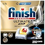 Finish Ultimate Plus Infinity Shine Citrus Spülmaschinentabs – Geschirrspültabs für intensive Reinigung, Fettlösekraft und Glanz mit Schutzschild – 210 Finish Caps