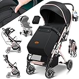 KIDIZ® Kinderwagen Kinderbuggy klappbar Liegebuggy Sportwagen Faltbar 360° Räder 5-Punkt Gurt Inkl. Fußsack, Getränkehalter, Regenabdeckung & Moskitonetz verstellbare Rückenlehne & Sonnenverdeck