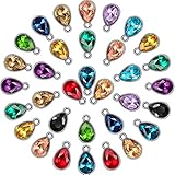 52 Stück Wassertropfen Anhänger Kristall Perlen Anhänger Charms Strass Tropfen Anhänger Schmuck Zubehör für Mädchen Damen DIY Halskette Schmuck Herstellung, 7 x 10 mm, 13 Farben