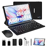 RUSHAR Tablet 10.4 Zoll Android 14 mit 36GB RAM+256GB ROM (2TB TF),Octa-Core,13MP+8MP,8000mAh,2000 * 1200 IPS-Display,4G LTE/5G WiFi,Dual SIM/GMS/GPS/Type-C,Tablet mit Tastatur Maus Stift,Schwarz