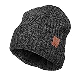 OZERO Winter Beanie Mütze,Thermo Strickmütze Laufmützen Wintermütze für Herren und Damen, Grau(Dicker Faden), 2