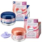 Balea 2er Set : Gesichtscreme Beauty Collagen LSF15, 50 ml + Nachtcreme Beauty Collagen, 50 ml + Bonus Silikonschwamm