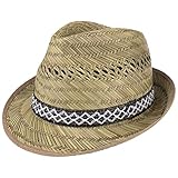 Lipodo Erntehelfer Strohhut (Sonnenschutz) Damen/Herren - Made in Italy - Sonnenhut im Trilby-Look - Hut aus leichtem Stroh - Strandhut mit schicker Garnitur - Frühling/Sommer 58 cm