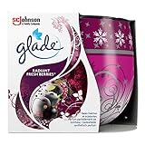 Glade Duftkerze mit Dekorfolie, Duft Radiant Fresh Berries, mit ätherischen Ölen angereichert, 6er Pack (6 x 120 g), 73
