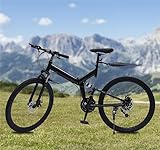 Taozhiyy Premium Mountainbike Fahrrad in 26 Zoll, Klapprad, 21 Gang Mountainbike mit Vollfederung, Scheibenbremse Vorne und Hinten, Fully MTB für Jungen Mädchen Damen und Herren, Schwarz