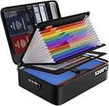 Feuerfeste Dokumententasche mit 13 Fächer 5200℉ A4 Ordner Organizer Aufbewahrungsbox mit Schloss Tragbare Aktentasche Zuhause und Büro Dokumentenaufbewahrung für Wichtige Dokumente Zertifikate