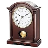 AYRELY® Klassische Kaminuhr – Elegante Tischuhr im Holzdesign mit goldfarbenem Pendel, Vintage Standuhr für Wohnzimmer, Schlafzimmer & Landhausstil Deko