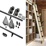 WL-ZZZ Rollende Bibliotheksleiter Hängende Schiene komplettes Hardware -Set, mit Schieberbodenrollrädern + Rundrohr Mobile Extension Leiter (Keine Leiter) (Size : 200cm Gleisbausatz)