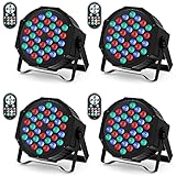 U`King 4er Pack LED Par Strahler 36 LED Bühnenlicht Partylicht RGB DMX512 mit Fernbedienung, Discolicht Scheinwerfer Beleuchtung Moving Head für Stage DJ Party Show Bar Halloween Weihnachten