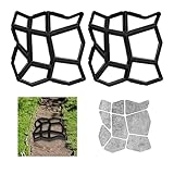 Relaxdays Gehwegform 2er Set, DIY Gestaltung von Gartenwegen, zum Selbstgießen, HxBxT: 4x42x42 cm, Kunststoff, schwarz
