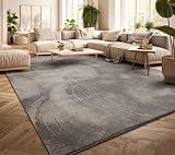 TT Home Teppich Wohnzimmer Kurzflor Anti-Rutsch Rückseite Einfarbiges Design Waschbar, Farbe: Grau, Größe:160x220 cm