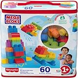 Mega Bloks, Bausteine für Kinder ab 1 Jahr, 60 Bauklötze, mit wiederverwendbarem Aufbewahrungsbeutel, fördert Kreativität und Fantasie, Spielzeug ab 1 Jahr, DCH55