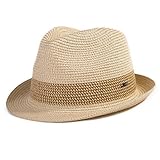 Comhats Herren Strohhut Trilby für Sommer, Sonnenschutz -...