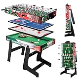 HLC Tischkicker Spieltisch 4 in 1 Multi Spieltisch Kicker Multigame Spieletisch Klappbar Teleskopstangen Spieltisch Multifunktionstisch Billard Tischtennis Tischhockey 123 * 61 * 80CM, Mehrfarbig