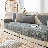 Samt Sofabezug Ecksofa l Form Sofa Überzug Couchbezug Sofa/Couch Wurfdecke Eckcouch 3/2/1 Sitzer Sofaschutz Sofaüberwurfe Sofaschoner Sofabezüge rutschfest Hund Katze (Dunkelgrau,70x150cm/Rechteckig)