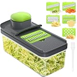 5 in 1 Mandoline Gemüsehobel Gemüsereibe - Gurkenhobel Dünne Scheiben - Reibe für Gemüse - Hobel Gemüse - Mehrzweck Gemüseschneider - Küchen Gadgets（Grün）