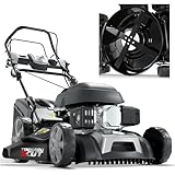 ONBEST 5IN1 Rasenmäher Benzin mit 4 Klingenschneidsystem & Sograd – 4 Takt Motor – 173 cm³ Hubraum – 46 cm Schnittbreite – 60L Fangkorb – Radantrieb – Mulch Kit – Seitenauswurf