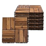 etc-shop Holzfliese Akazie 30 x 30 cm Terrassenplatten Klicksystem Außen Klickfliesen Balkon Terrassenfliesen Holz, wetterfest rutschfest, H 1,9 cm, 10er Set