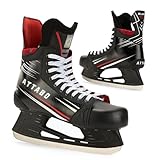 ATTABO Eishockey Schlittschuhe Herren Blade in Schwarz Größe 45 EU Langlebige Edelstahlkufe Stabiler Knöchelschutz Schnürverschluss Komfortabel und langlebig für Fortgeschrittene