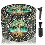 LHOEST Große Mühle 63 mm Zerkleinerer 40 Mahlzähne Metallmahlwerk Baum-Design Cool 4 Schichten Mühlen Metall Zerkleinerer für Gewürzmühle mit Schaber Kunststoffbürste