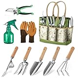 Grenebo Gartengeräte: 9PCS Gartenwerkzeug Set Gartengeräte Set für Gartenarbeit (A Green)