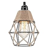 Vintage Metall Draht Käfig Hanfseil Hängelampe Lampenschirm - Boho Industrielle DIY Zubehör 5.90” Breite Schatten für Fan Lampe Stehlampe Wandleuchte Deckleuchte Hängeleuchten Pendelleuchten Esszimmer