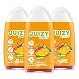 JUIZY WOW Sirup Zuckerfrei | 3 x 65ml Mango Tropical Geschmack - Bis 36L Natürlicher Getränkesirup | Zero Kalorien | Vegan 3er Bundle | Getränkekonzentrat Fertiggetränk | More Juice - Less Calories