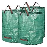 GardenMate 3X 272l Gartensack Laubsack Gartenabfallsack stabil - Gartensäcke für Gartenabfälle - Laubsäcke Rasenschnitt - Grünschnittsäcke faltbar, groß, robust aus Polypropylen-Gewebe 150GSM