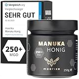 maorika - Manuka Honig 250 MGO + 250g im Glas (lichtundurchlässig, kein Plastik) - laborgeprüft, zertifiziet