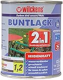 Wilckens 2in1 Acryl Buntlack für Innen und Außen, seidenmatt, 125 ml, RAL 9005 Tiefschwarz