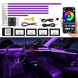 TWETIZ Acrylic Interior Car LED Strip Light with Wireless APP, RGB 6 in 1 with 175 inches 593 LEDs Fiber Optic Ambient Lighting Kits, 16 Million Colors Sound Active Function Car Neon Lights