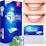 Whitening Strips,Whaline 28 Zahnaufhellung Peroxid Frei Teeth Whitening Strips ZäHne Aufhellen Non-Sensitive Formel Bleaching Stripes White Stripes Zähne Sicher für Zahnschmelz mit Minzgeschmack
