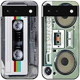2 Stück Retro Radio Kassettenband Musterdruck Langlebig abbaubar TPU Gel Silikon Dünn Handy Hülle Schutz Case Cover Für Smartphones (Für Google Pixel 6)