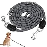 Hundeleine mit 2 Karabiner 2 Rings Reflektierend Verstellbare Doppelleine, 2.6m Multifunktionale Hundeleine für Große und Mittelgroße Hunde